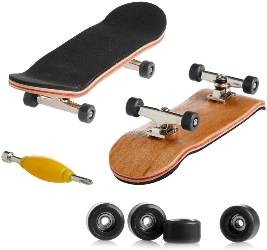 Træ fingerboard finger skateboard træ basale fingerboars med lejer hjul skum tape sæt finger skateboards: Sort