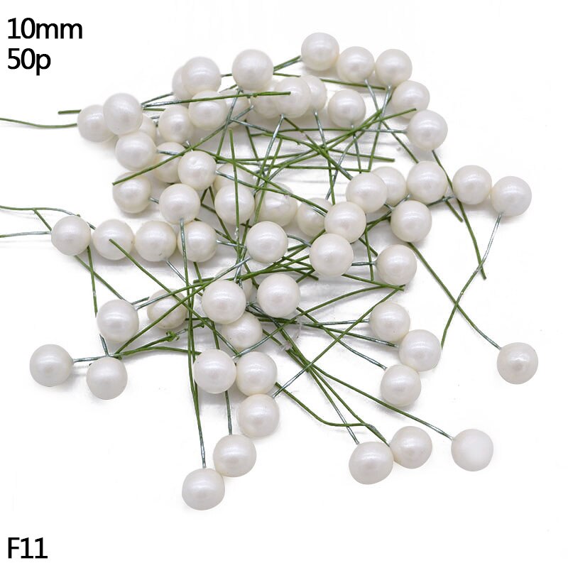 Artificial Flower Mini Stamen White Glass Berries Stamen For Wedding Party Home Decoration DIY Wreath Handmade Craft Accessories: F11
