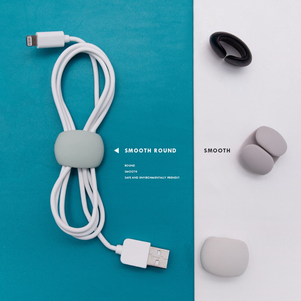 4Pcs Cable Winder Round Clip USB Charger Holder Desk Tidy Organiser Wire Cord Lead for Desktop Cable Fixed