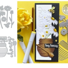 Craft Metal Cutting Die cut dies HONEY POT，BEES AND FLOWERS scrapbook Album Paper Card Craft Embossing die cuts