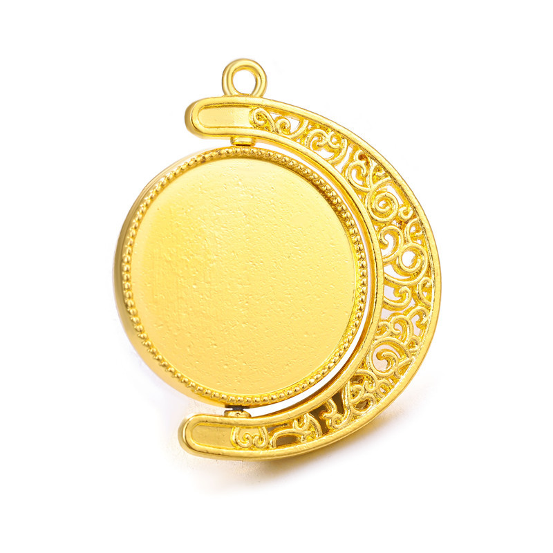 5 unids/lote camafeo de doble cara cabujón colgante Base 20/25/30mm tiempo gema Luna hueco giratorio bandejas en blanco para hacer joyería DIY: 25 mm / Rojo