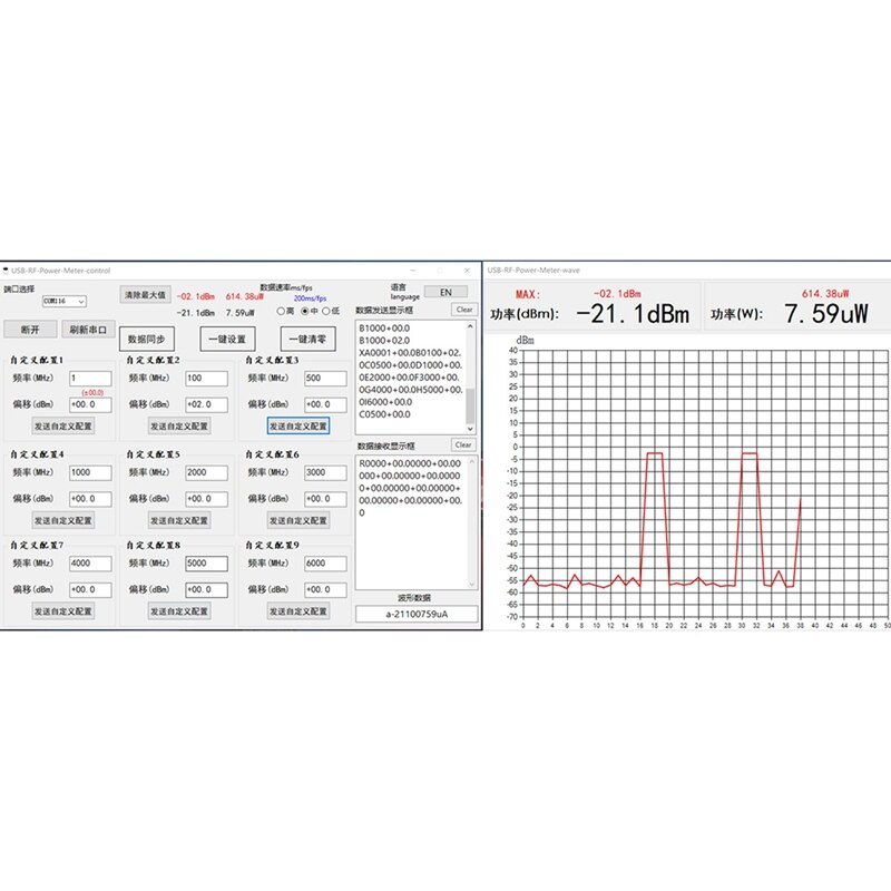 -USB RF Power Meter V3.0 100K To 10GHZ -55 To +30Dbm Prestored 9 Attenuation Curves 0.96Inch Color Display
