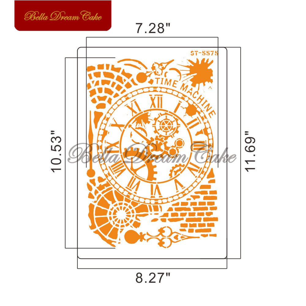 Kopp/klocka/nyckelmönster tårta stencil plast lager stenciler för gör-det-själv scrapbooking rita stenciler heminredningsmall: St -5575