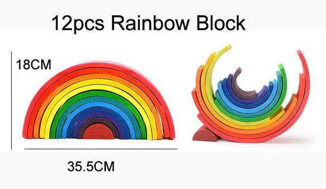 Baby Toys Large Rainbow Stacker Wooden Toys for Kids Rainbow Building Blocks Montessori Educational Toy Children: 4