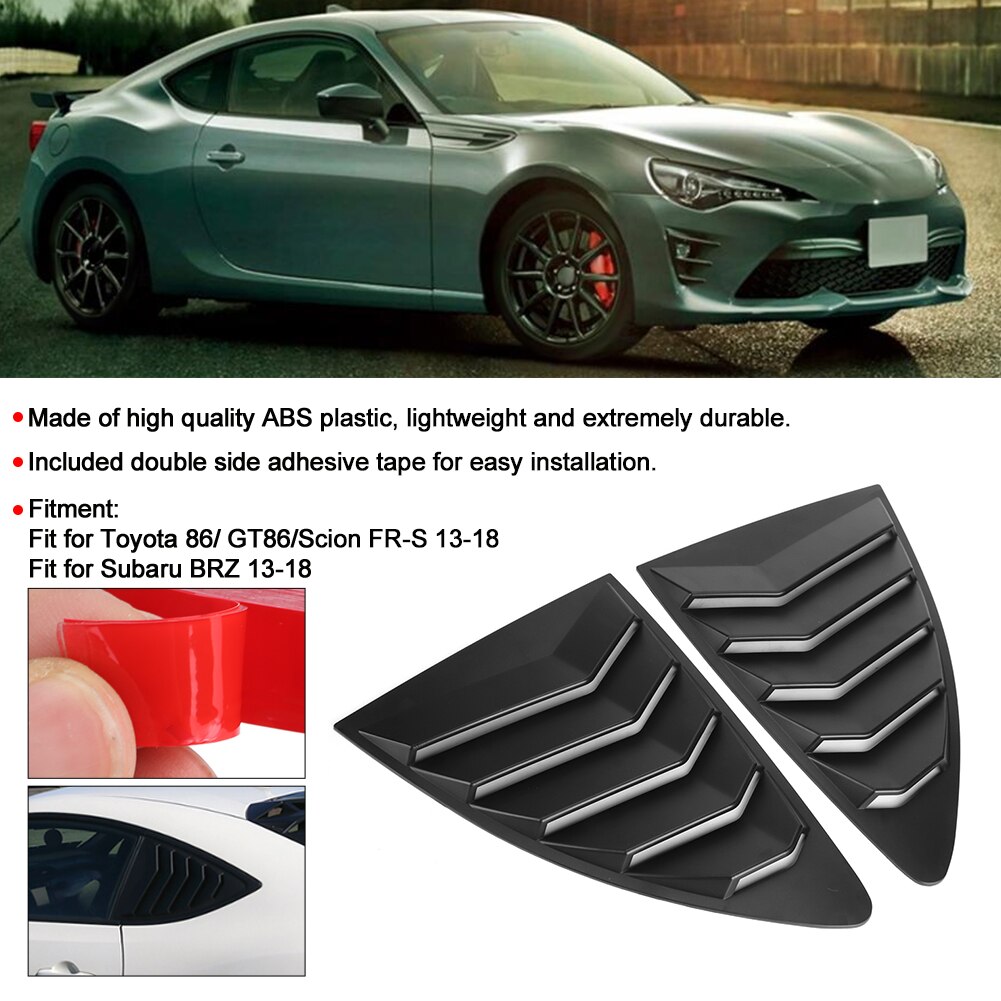 1 Pair Matte Black Car Window Louvers Side Scoop Air Vent Cover Fit for Subaru BRZ Car Styling