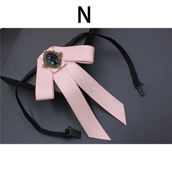 Corbata de moño grande Vintage para mujer, Collar de cinta con borlas de cristal con broche, joyas para un traje , Pin: 14