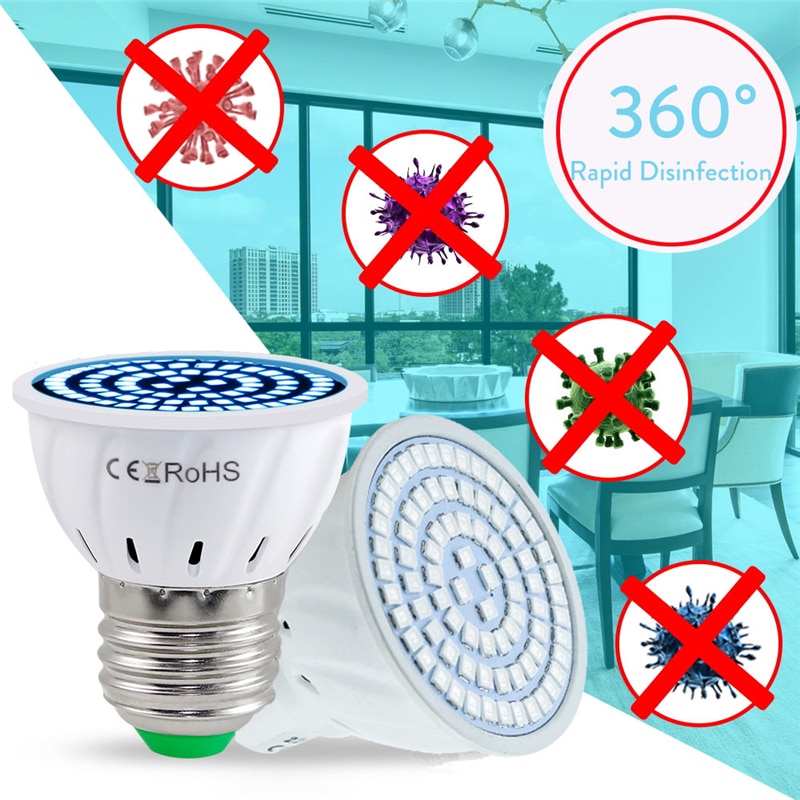 UV Germicidal Light GU10 E27 MR16 LED Bulb UV Disinfection led Lamp 2835 SMD AC 110V 220V Ultraviolet LED Sterilizer Lamp