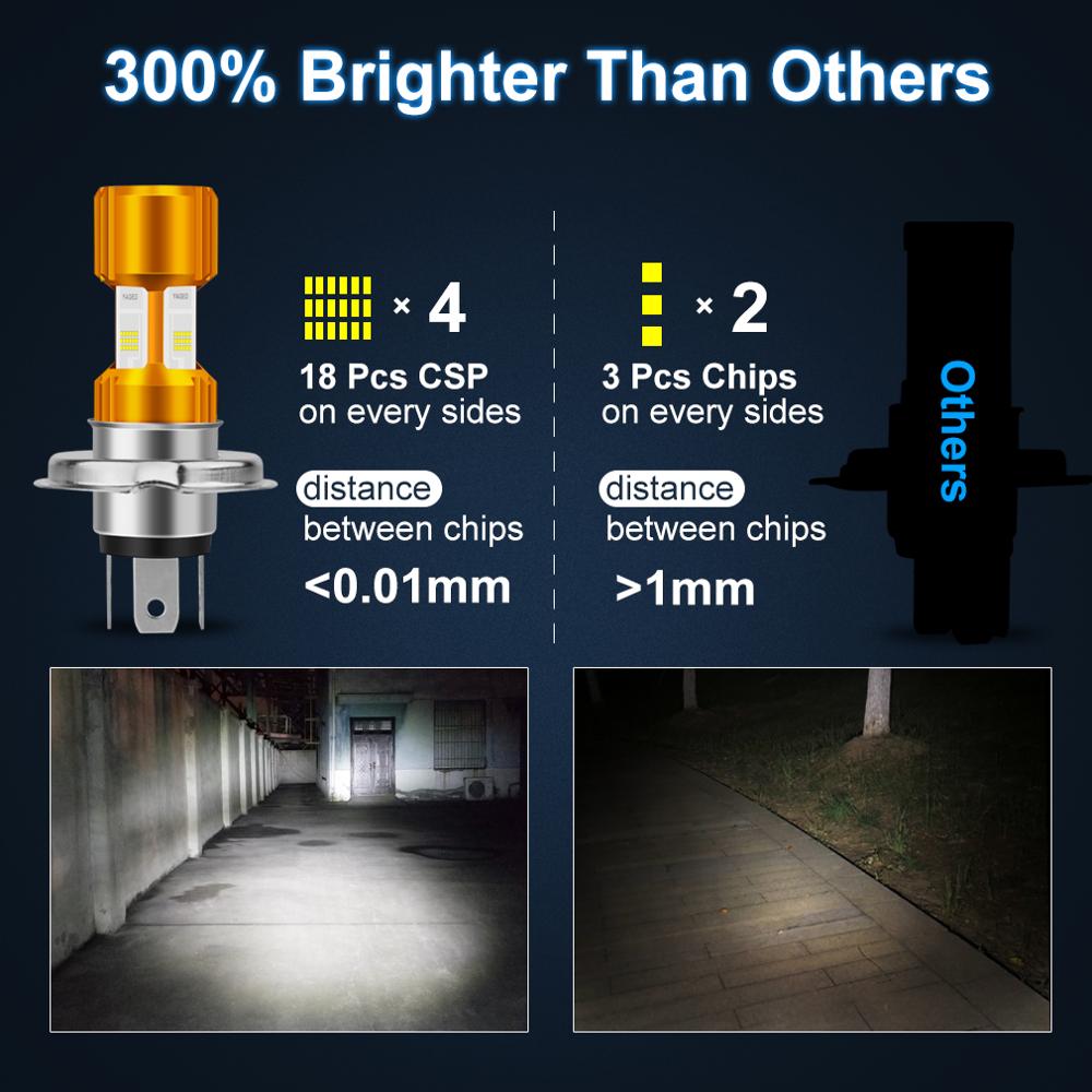 4 seiten CSP H6 BA20D H4 LED Motorrad Scheinwerfer Lampen 12V LED Scheinwerfer Motorrad Lampen 6000K Weiß