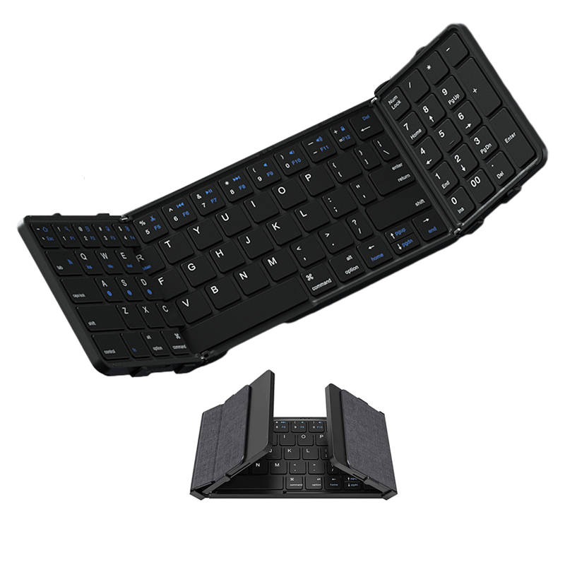 Faltbare Bluetooth-Tastatur mit Ziffernblock, kabellose Klapptastatur in voller Größe, wiederaufladbare tragbare Reisetastatur: Kamel / Roter schalter