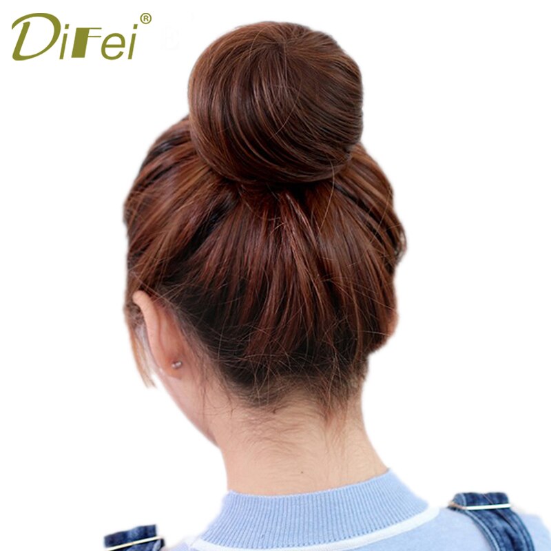 Lyhyet suorat hiukset lämmönkestävät synteettiset hiuslisäkkeet chignon clip in hiustenpidennykset naisten kampaukset difei