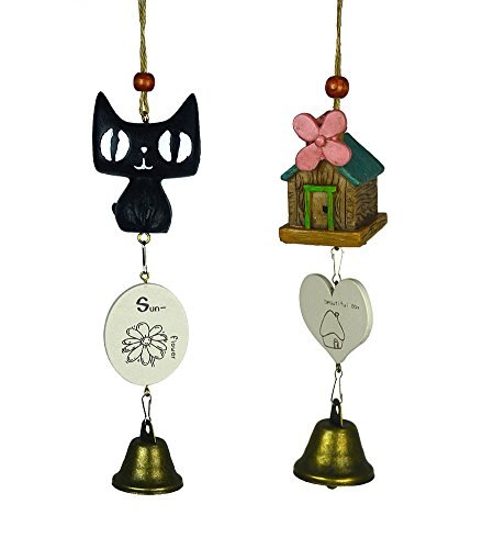 2 pçs bonito mini sino do carrilhão de vento casa quintal jardim decoração da porta de suspensão: Cat House