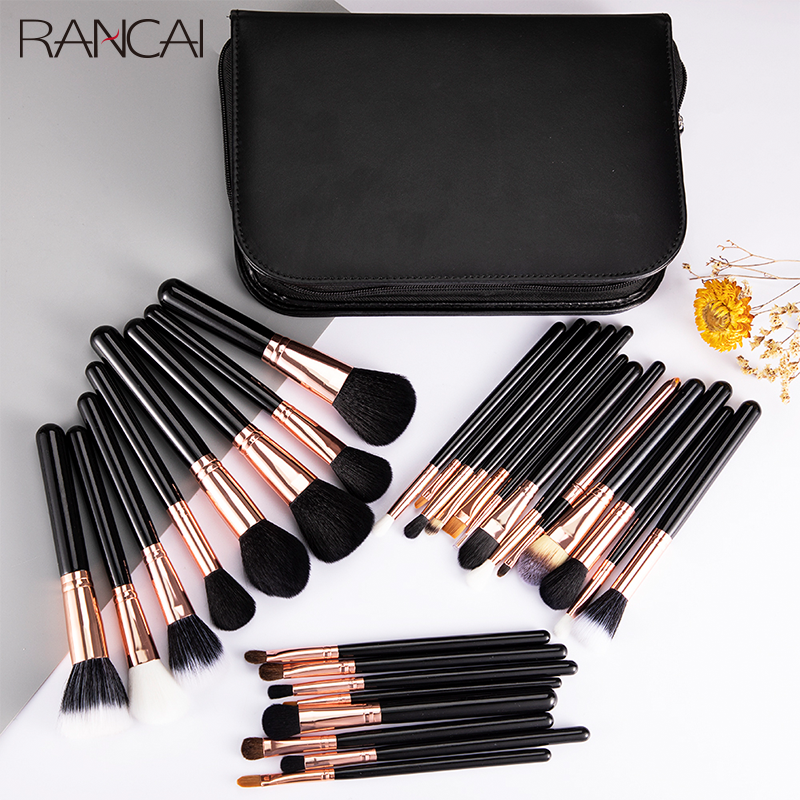 RANCAI-Juego de brochas de maquillaje , 29 Uds., grandes y flojos, base en polvo, sombra de ojos, delineador de ojos, cejas, pestañas, contorno, resaltar