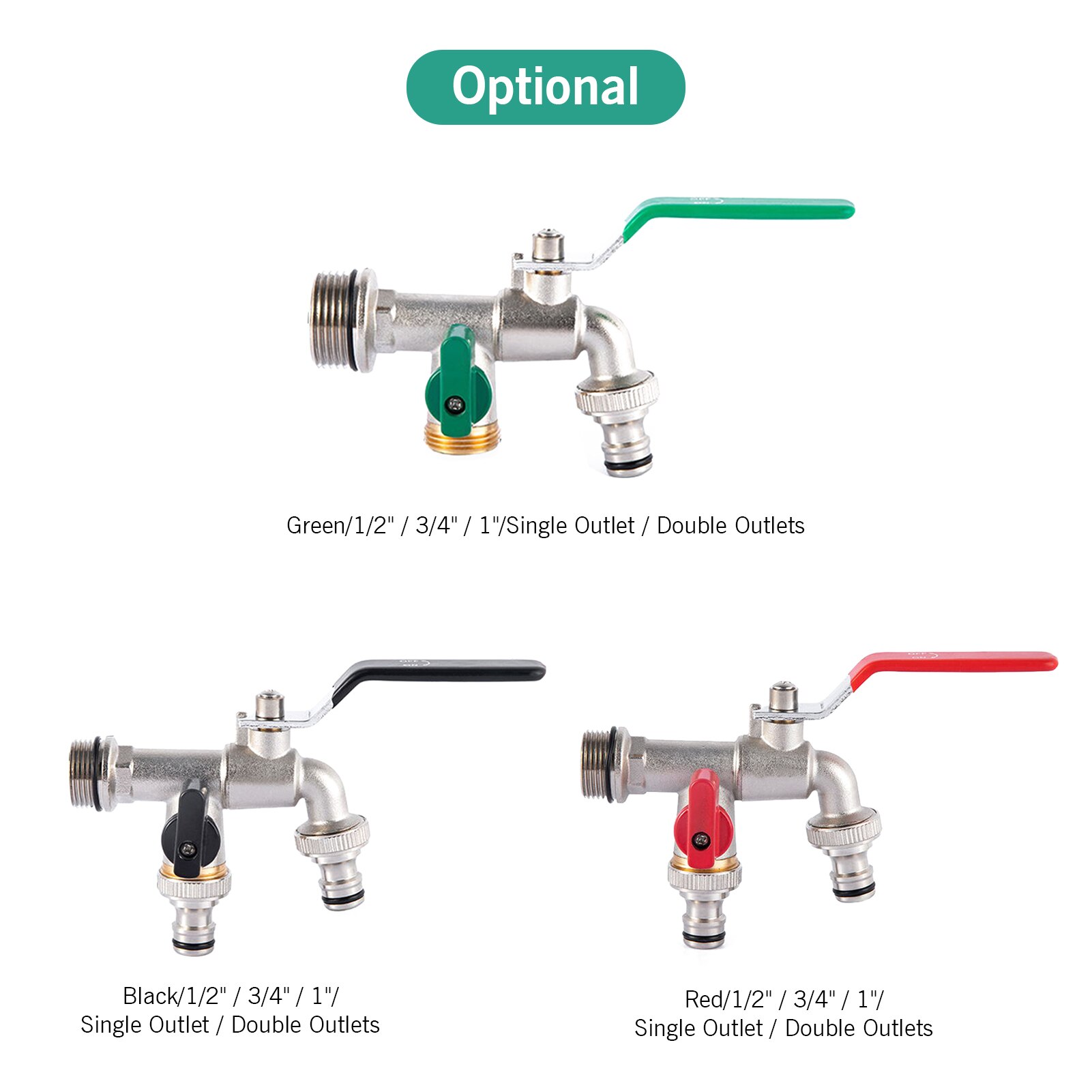 Enkelt dobbelthane 1/2 tommer 3/4 tommer 1 tommer udløb havevandtank adapter slange vandhane tilslutningshane udskiftning monteringsventil