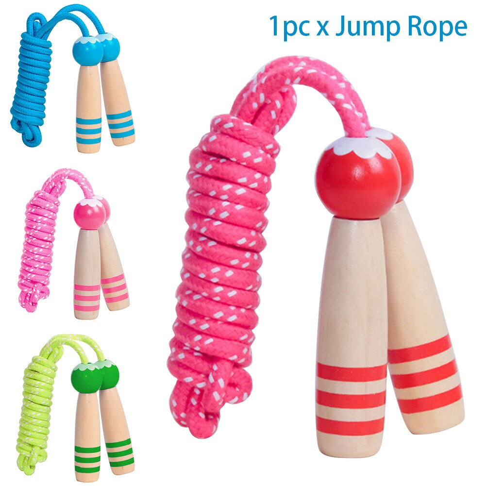 2.3m Kids Children Fun Jump Rope Home Gym Adjustable Length Wooden Handle Sports School Birthday Fitness Skipping Ergonomic
