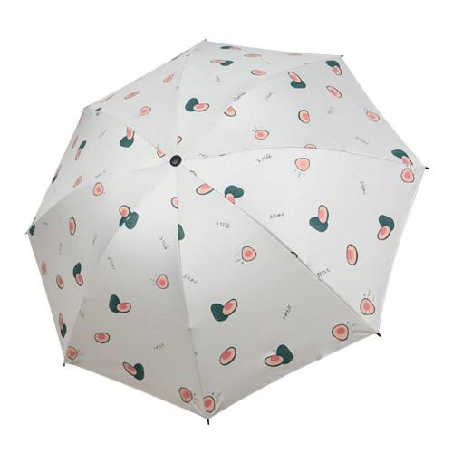 1pc multi-fonction pliable étudiant Parasol Marguerite avocat carotte imprimer Anti UV coupe-vent imperméable parapluie pour l'extérieur: Beige