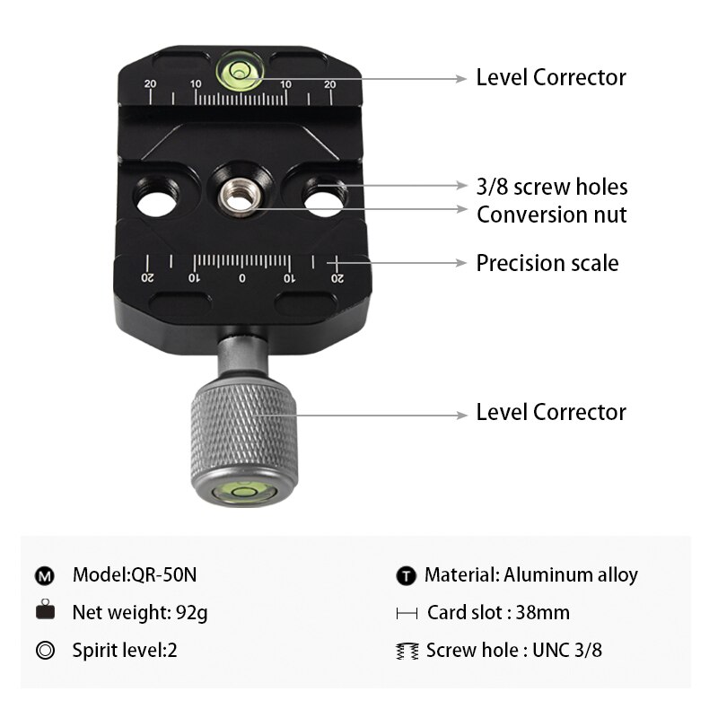 Qr70n dslr quick release klemme kamera stativ klemme profession skyde stativ plade montering adapter til punkt kamera stativ: Qr50n
