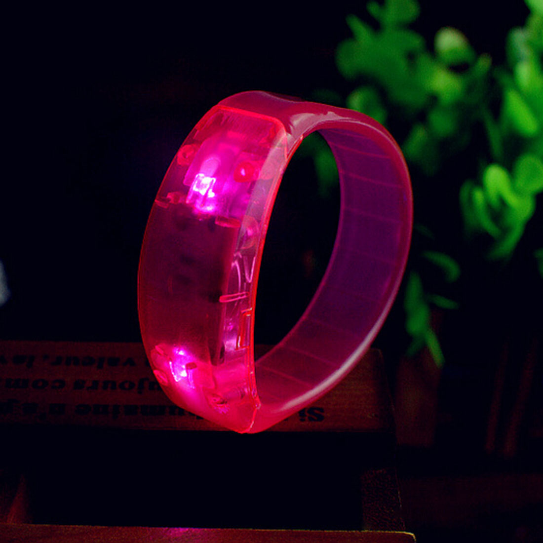 Glow LED Light Up Wristband Voice Control Flashing Bracelet Bangle Cheer Props Rave Glow Party Christmas: Pink