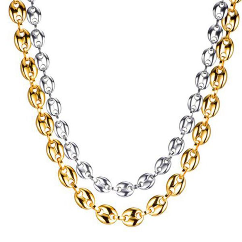 Collar de joyería de acero inoxidable para hombre y mujer, cadena de semillas de melón con forma de granos de café, de Gargantilla