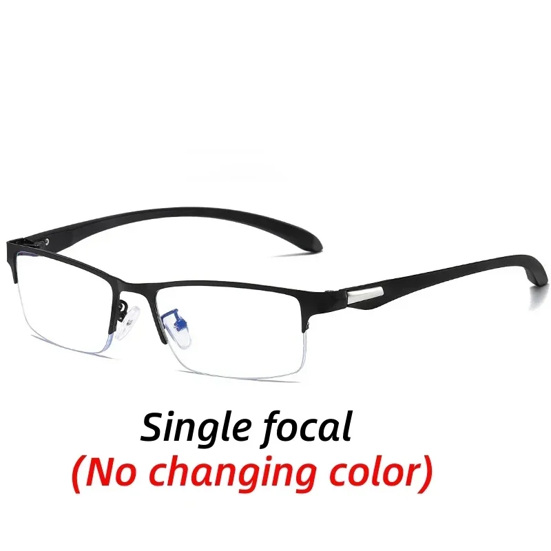 Progressive Multifocal Photochromic Reading Glasses Anti-blue Light Far Sight Glasses Men Half Frame Business Presbyopia Glasses: green / +75