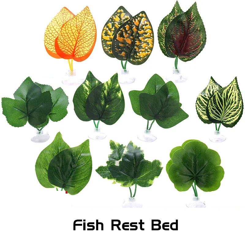 1 Uds. De hojas artificiales para pecera, decoración de cama para descanso de peces, decoración de acuario, cama flotante, hamaca de hojas, perca de lucha, Betta Spawning