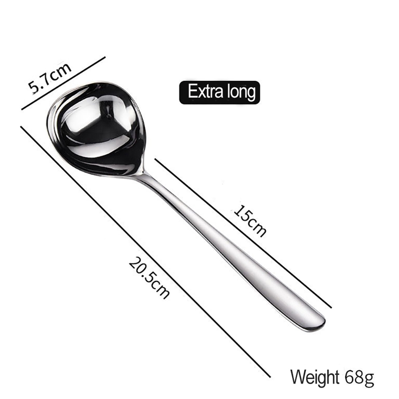 Chinese Soep Lepel Roestvrij Staal Verdikking Met Lange Handvat Lepel Voor Soep Keuken Diner Lepels Spiegel Gepolijst Servies: 20.5cm Length