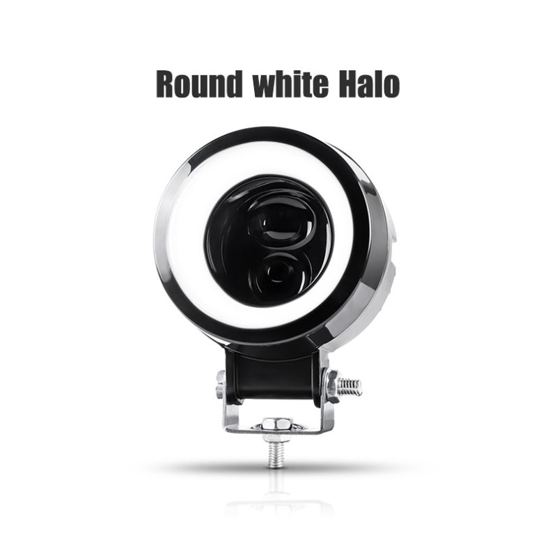 Ronde Halo Led Head Spot Light 3 Inch Motorcycle Spotlight 12/24 V Voor Scooter Bobber Chopper ATV dagrijverlichting Hi/Lo Beam: Bruin