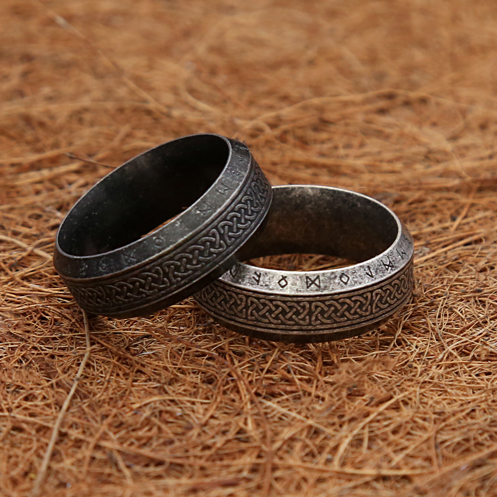 Vintage enkel vikinga runring för män och kvinnor rostfritt stål nordiska keltiska knutringar par amulettsmycken