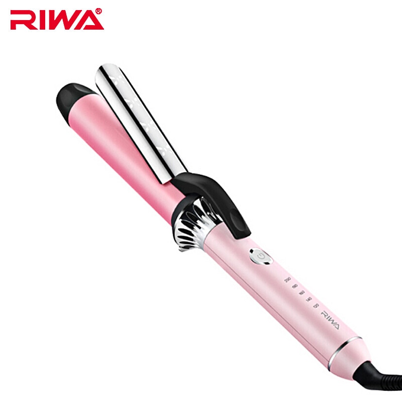 RIWA-Pinzas rizadoras para cabello húmedo y seco, barril de 38mm, Control de temperatura, rizador, plancha, RB-8338