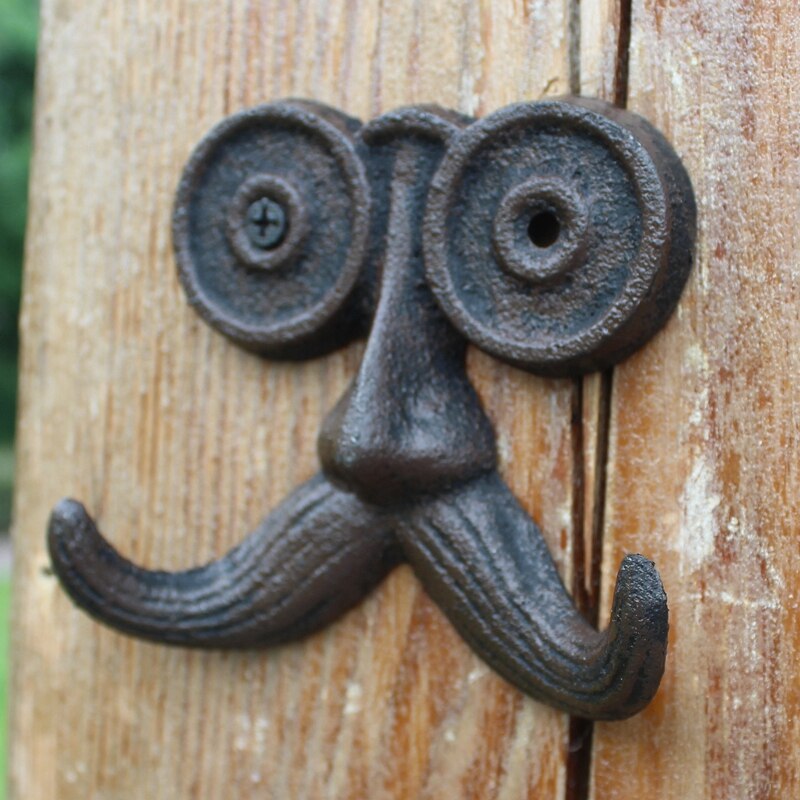 Crochet mural en fonte avec deux cintres, Vintage européen, mignon pour vieil homme, avec une longue moustache, décoration de jardin et de maison