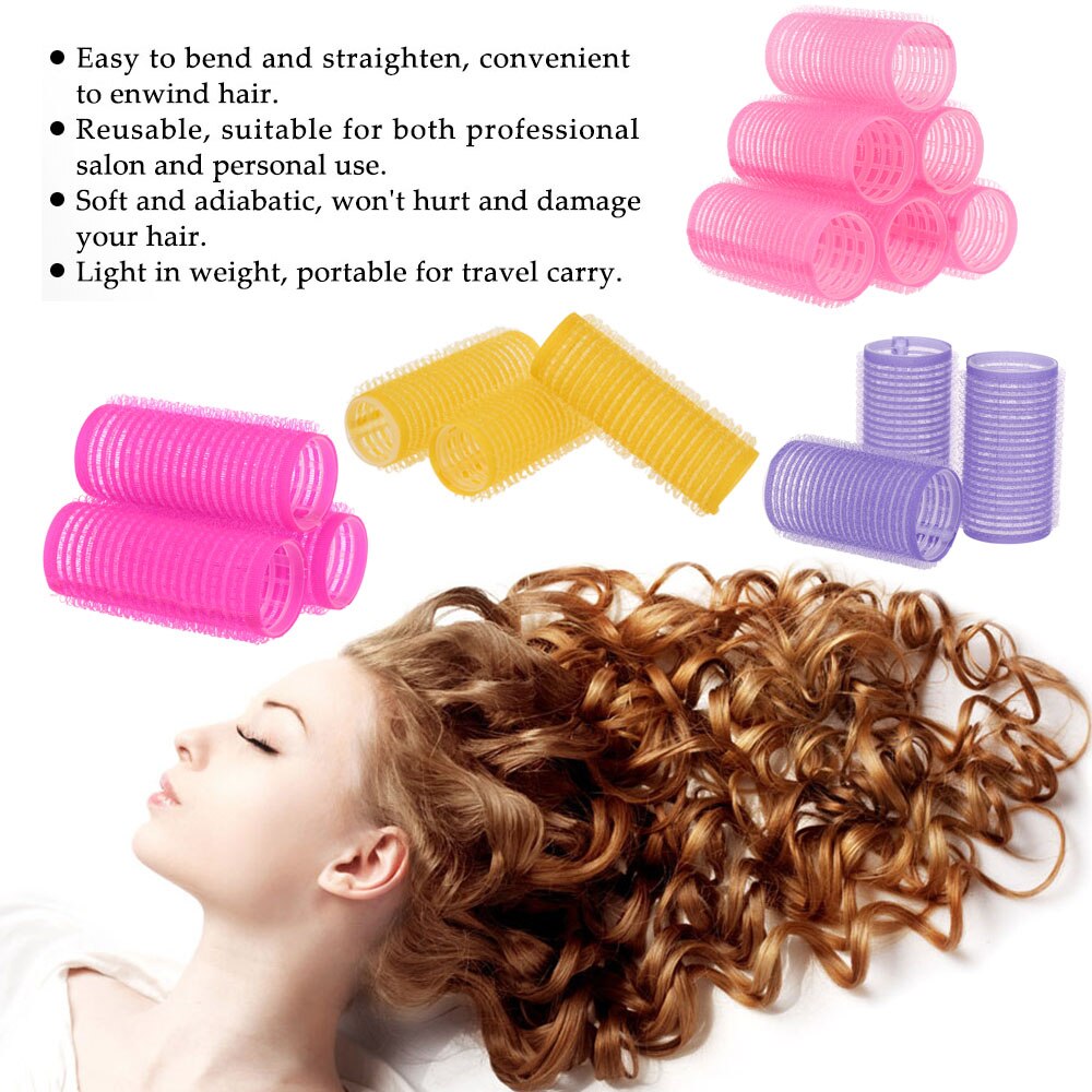 10pcs Large Self Grip Hair Rollers Pro Salon Hairdressing Curlers Multi Size Hair Salon tool
