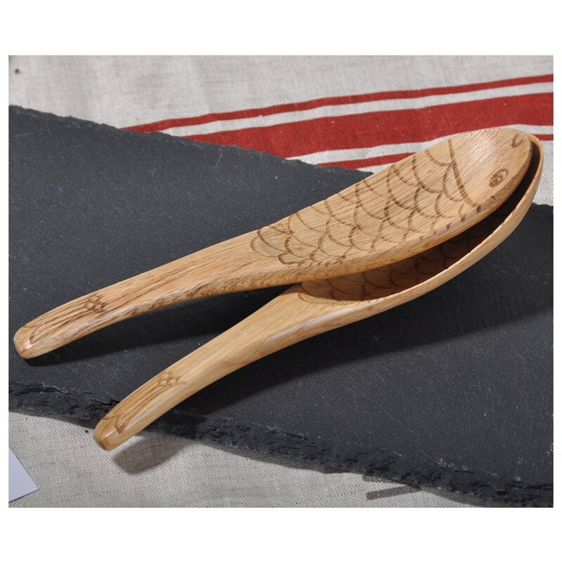 Fish-Shaped Wooden Rice Spoon Fish Shaped Rice Paddle Serving Spoon Rice Scoop, Ergonomic Handle for Non Stick Cookware