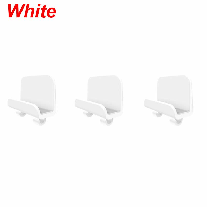 3x Adhesive Phone Tablet Holder Wall Mount Stand Hook Cradle for iPad Cellphone support Storage cables home Hook hanger: White