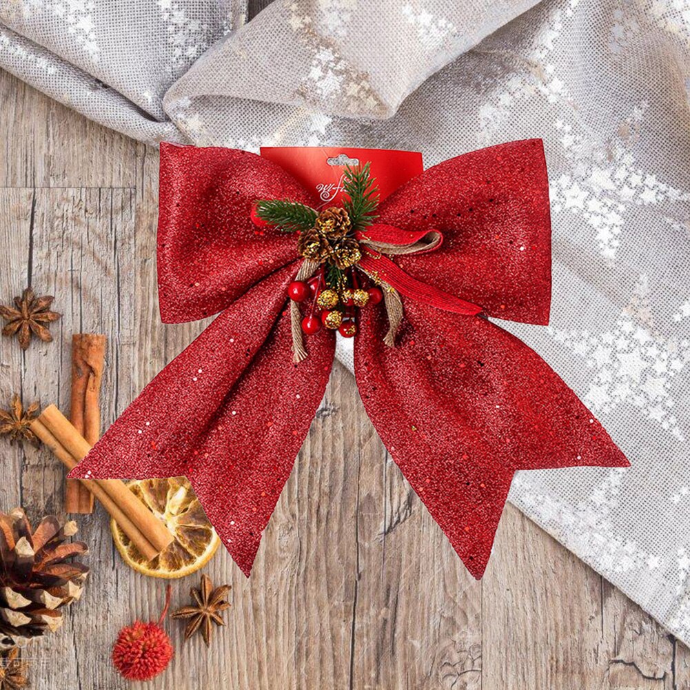 Christmas Bow Decorations Red Large Wreath Xmas Tree Embellishment Bow Tie for Wedding Festival Year Party