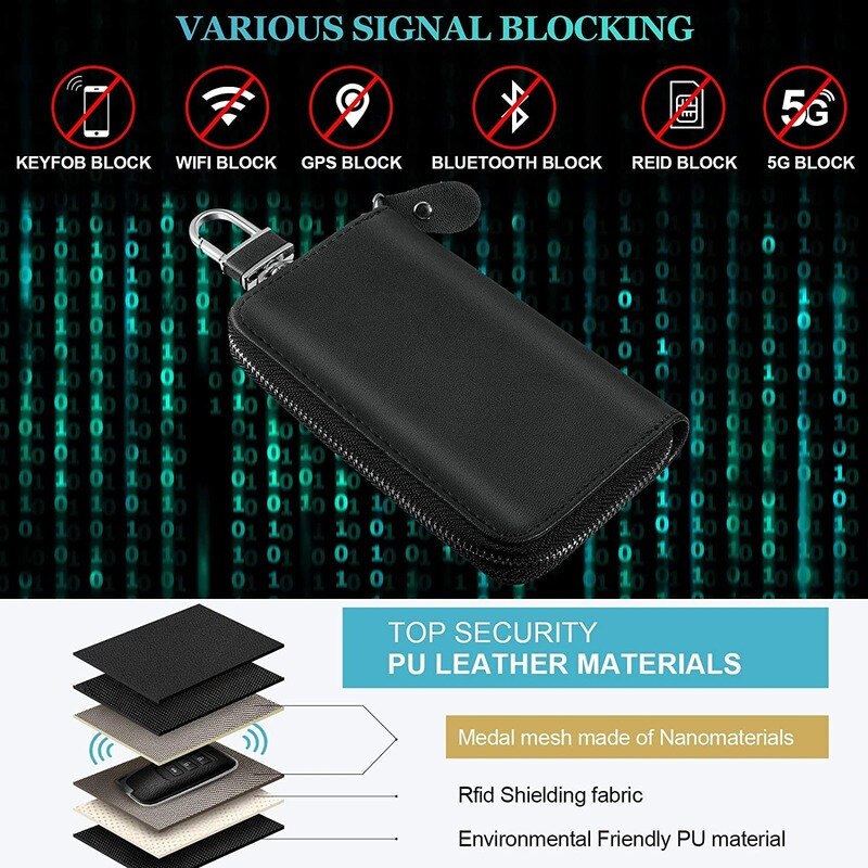 2 Pcs Faraday Bags for Key Fob Car Signal Blocking Bags Car Key Holder Zipper Bags in Black for Car Key Storage RFID Key Pouch