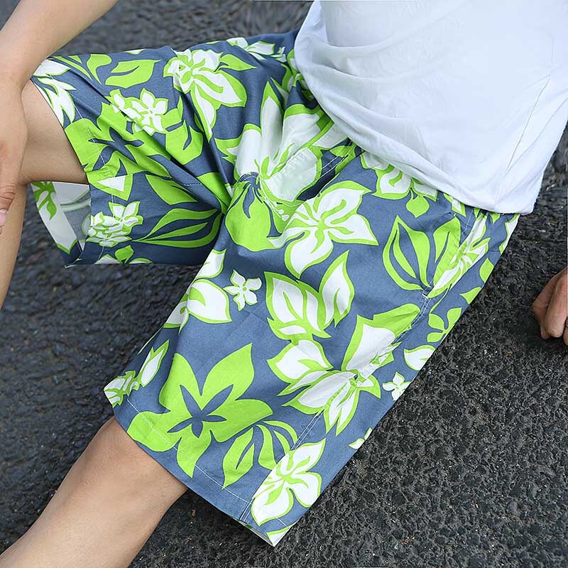 Iso koko miehet 5xl 6xl miesten shortsit löysät kesäiset rento shortsit miesten kukkakuvioiset rantalomat bermuda shortsit: Vihreä / 4xl