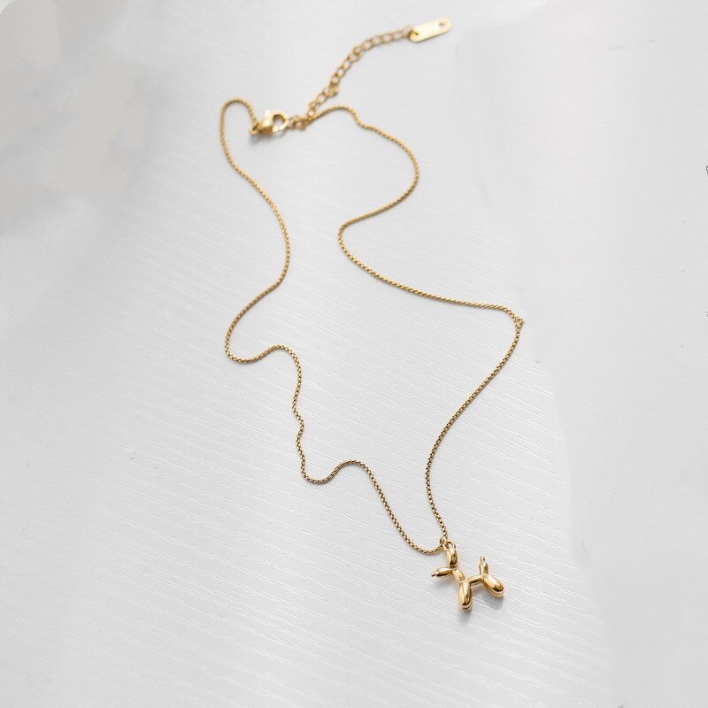 1PC gold stainless steel Balloon Dog Pendant for women gold chain clavicle dainty cute Pendant for kids girls Pendant