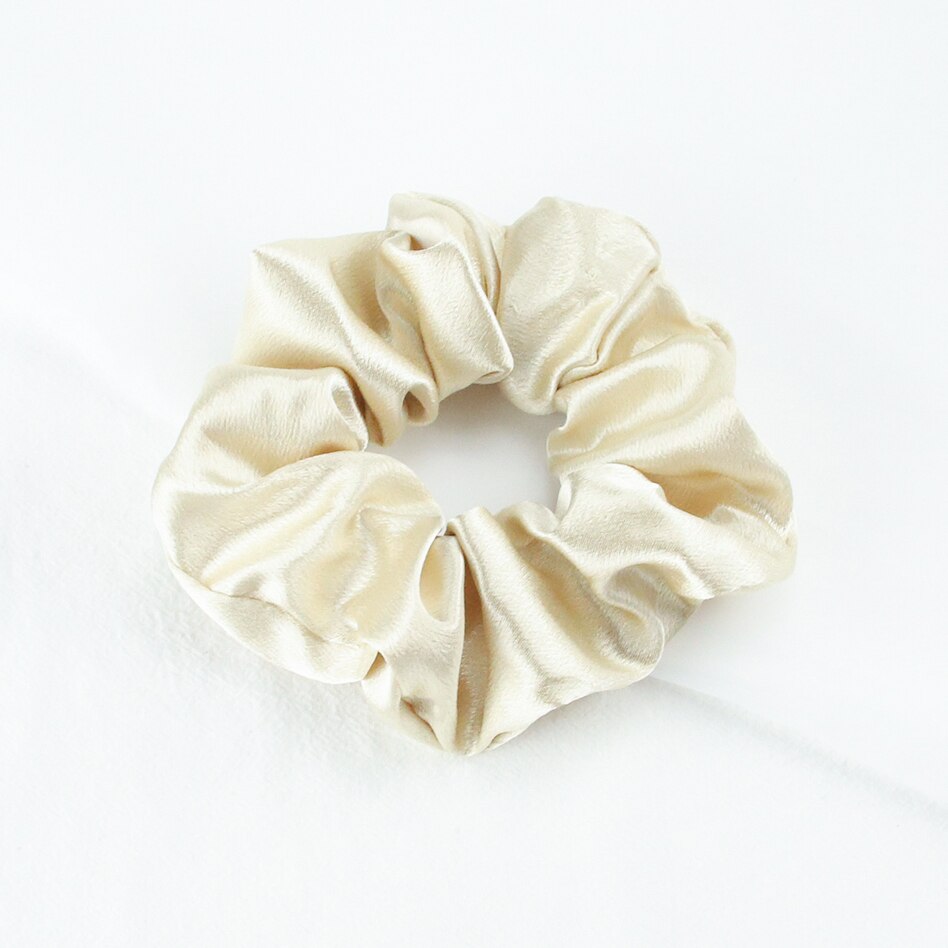 Chouchous en Satin de soie pour femmes et filles, élastique, en caoutchouc, solide, porte-queue de cheval, accessoires de cheveux, à la: Satin beige