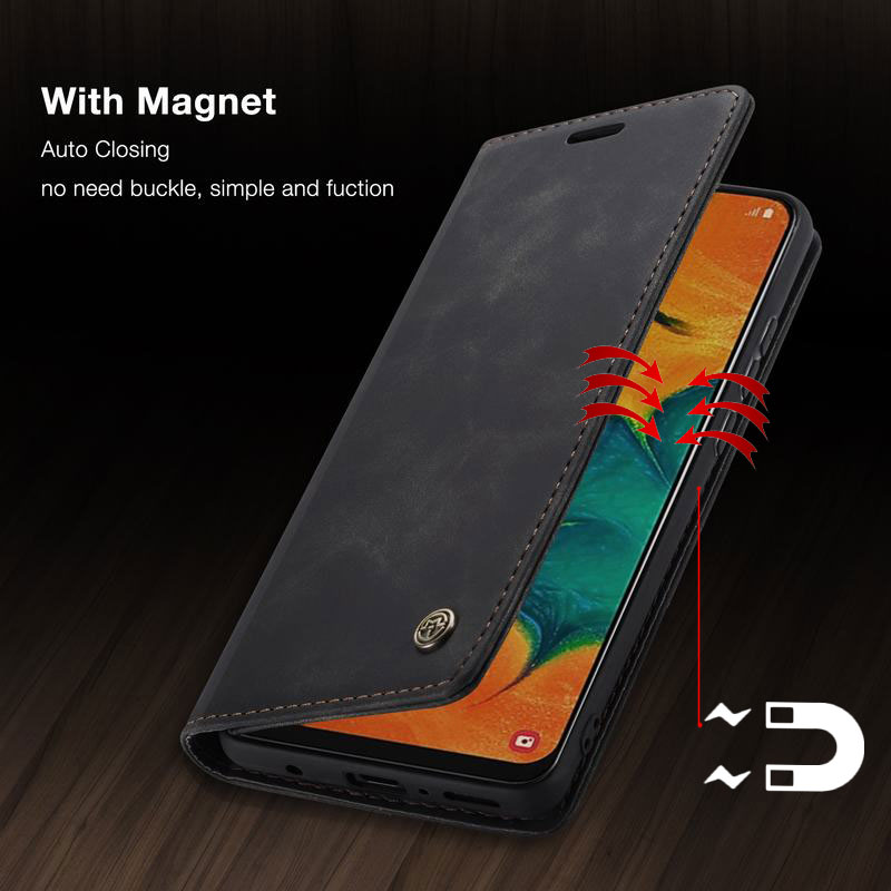 Magnetic Flip Case For Samsung Galaxy A40 A 40 Cover Case Leather Wallet Card Holder Bookcase Retro Plain Shell