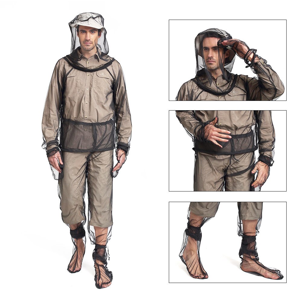 Lixada Anti-moustique Anti-abeille Perspective costumes pour l'aventure en plein air Camping pêche moustique vêtements costume léger