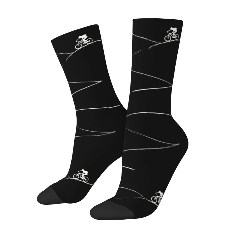 Cycling On The Mountain Bike Dress Socks Men's Women's Warm Cycling Bicycle Cyclist Biking Crew Socks: Black Red