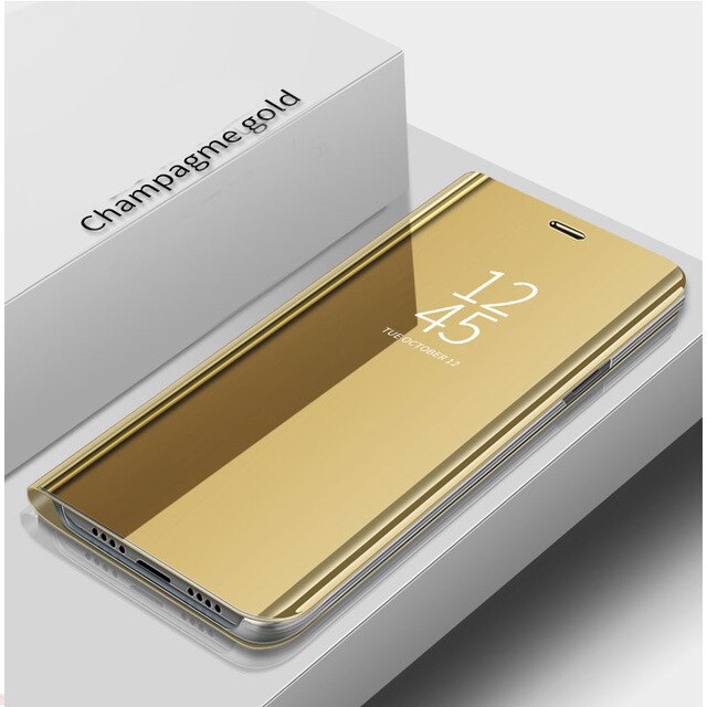Slimme spiegel flip telefoonhoesje voor samsung galaxy  a30s a30 s hoesje samsung sansung  a 30 s 30s a305f a307f 6.4 '' standaard hoesje: A30 / Goud