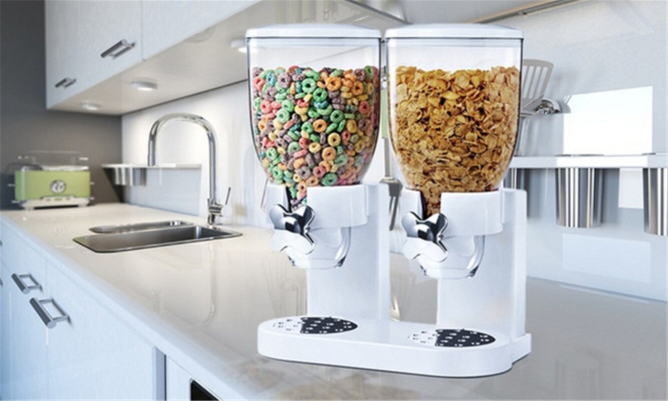 Doppel-geleitet getreide maschine getreide Fass lebensmittel dosen Hause täglichen doppel-tasse getreide Separator: Weiß doppelt