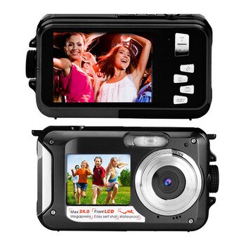 Appareil photo 24mp, Full HD, 1080P, étanche, avec double écran, Zoom numérique 16X