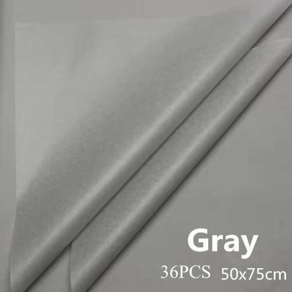 36Sheets DIY Tissue Paper 50x75cm Flower Packing Wrapper Bouquet Wrapping Paper Craft Paper Scrapbook Floral Wrapping: grey