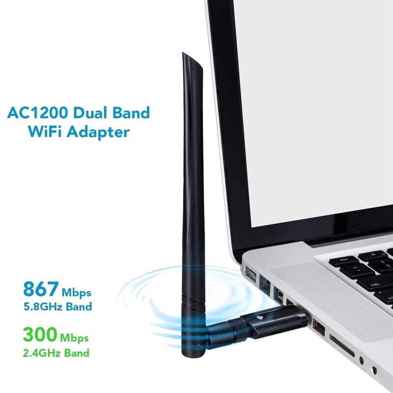 Usb 3.0 wifi adapter wifi dongle 1200 mbps 802.11 ac trådløs netværksadapter med dual band 2.42 ghz /5.8 ghz 5 dbi antenne