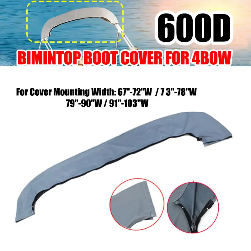 600d Boots abdeckung 4 Bogen Bimini Top Boot Abdeckung kein Rahmen Yacht Boot Abdeckung mit Reiß verschluss Anti UV für V-Rumpf Jon Mittel konsole Boot
