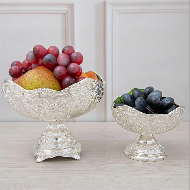 Platos de Metal para aperitivos, plato de postre, color caramelo, para decoración de mesa, Plata pequeña, Europa