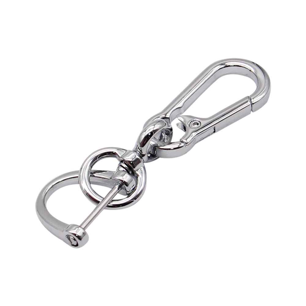 Anti-verloren autosleutel hanger creatieve eenvoudige sleutelhanger sterke karabijnhaak vorm roestvrijstalen sleutelhanger man unisex cadeau auto-interieur: WHITE