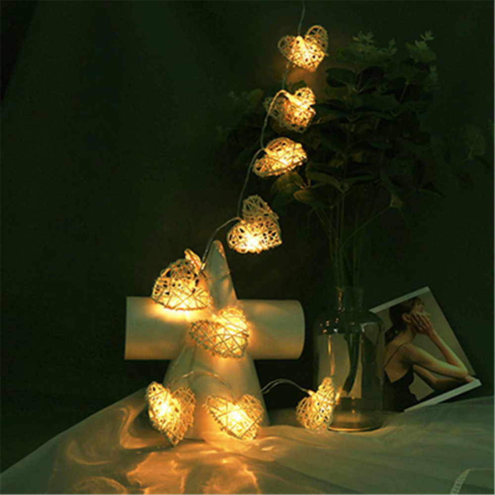 10/20/40 leds Rotan Hart led lichtslingers verlichting Kerst Wedding Party Valentie&#39;s Day decoratie fairy Guirlande: Warm White / 4M 40leds