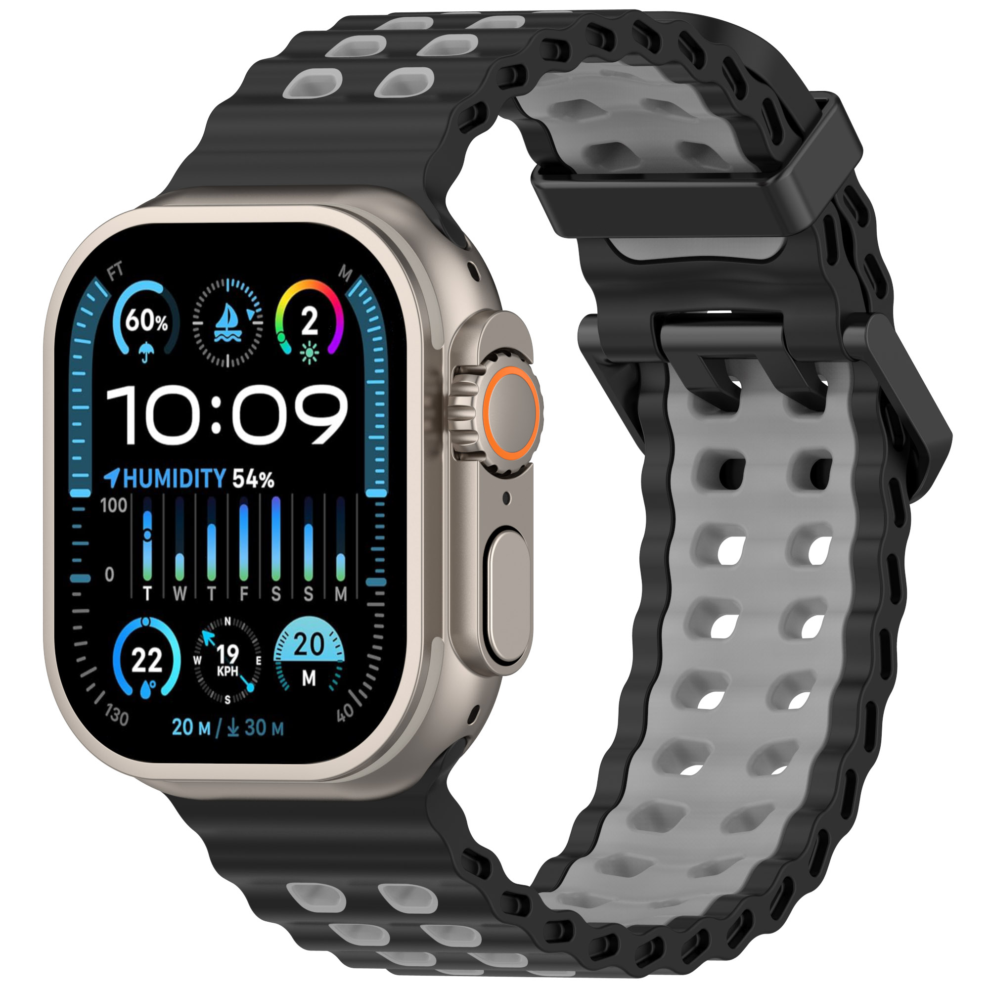 Pulseira esportiva de silicone oceano para apple watch ultra 2 49mm série 10 9 8 7 6 5 4 3 se 46mm 45mm 44mm 42mm pulseira de dois tons: Roxo Verde